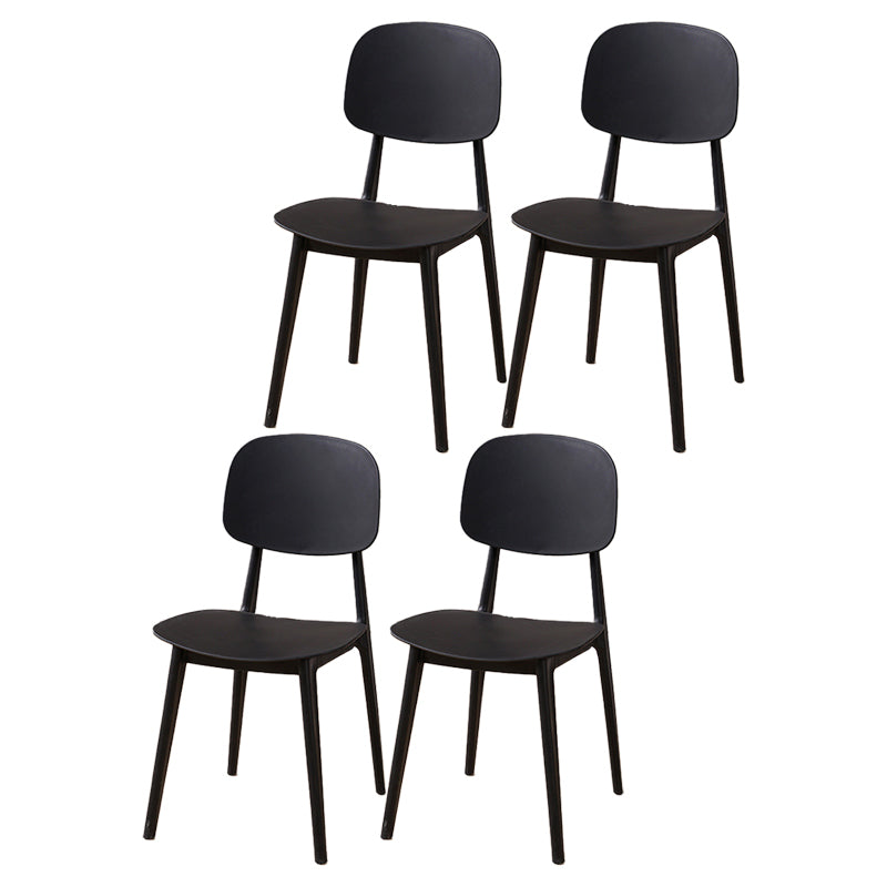 Modern Style Side Chair Plastic Open Back Dining Side Chair for Indoor Black 4 Piece Set Clearhalo 'Dining Chairs' 'Dining Tables & Seating' 'dining_chair' 'furn' 'furn_dining_chair' 'Furniture' 'furniture_dining_chair' 'Kitchen & Dining Furniture' 5064728