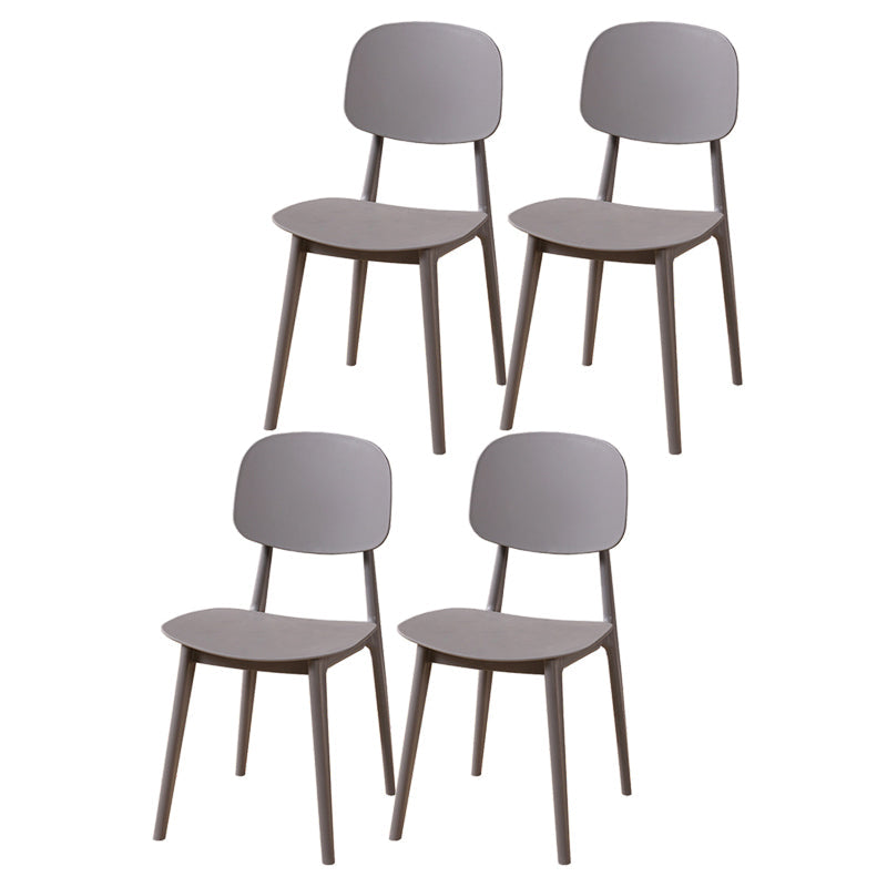 Modern Style Side Chair Plastic Open Back Dining Side Chair for Indoor Grey 4 Piece Set Clearhalo 'Dining Chairs' 'Dining Tables & Seating' 'dining_chair' 'furn' 'furn_dining_chair' 'Furniture' 'furniture_dining_chair' 'Kitchen & Dining Furniture' 5064734