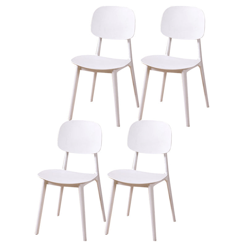 Modern Style Side Chair Plastic Open Back Dining Side Chair for Indoor White 4 Piece Set Clearhalo 'Dining Chairs' 'Dining Tables & Seating' 'dining_chair' 'furn' 'furn_dining_chair' 'Furniture' 'furniture_dining_chair' 'Kitchen & Dining Furniture' 5064740
