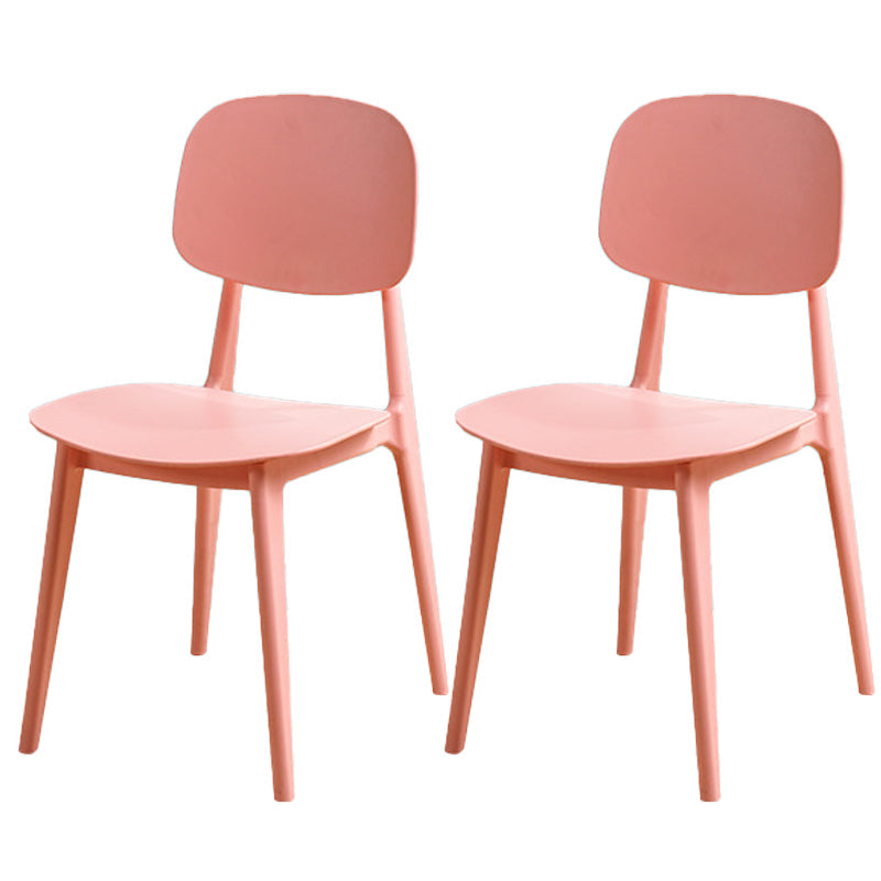 Modern Style Side Chair Plastic Open Back Dining Side Chair for Indoor Pink 2 Piece Set Clearhalo 'Dining Chairs' 'Dining Tables & Seating' 'dining_chair' 'furn' 'furn_dining_chair' 'Furniture' 'furniture_dining_chair' 'Kitchen & Dining Furniture' 5064744