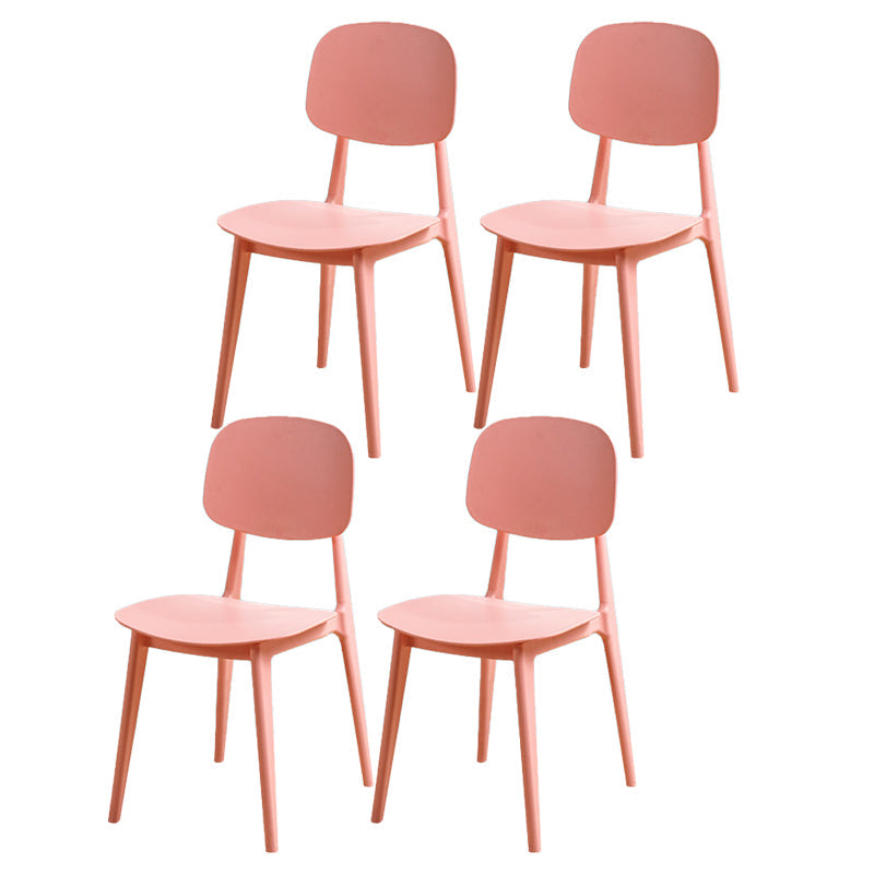 Modern Style Side Chair Plastic Open Back Dining Side Chair for Indoor Pink 4 Piece Set Clearhalo 'Dining Chairs' 'Dining Tables & Seating' 'dining_chair' 'furn' 'furn_dining_chair' 'Furniture' 'furniture_dining_chair' 'Kitchen & Dining Furniture' 5064745