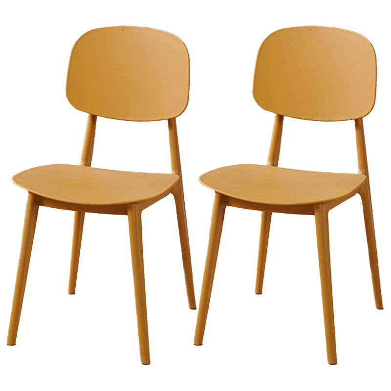 Modern Style Side Chair Plastic Open Back Dining Side Chair for Indoor Yellow 2 Piece Set Clearhalo 'Dining Chairs' 'Dining Tables & Seating' 'dining_chair' 'furn' 'furn_dining_chair' 'Furniture' 'furniture_dining_chair' 'Kitchen & Dining Furniture' 5064747