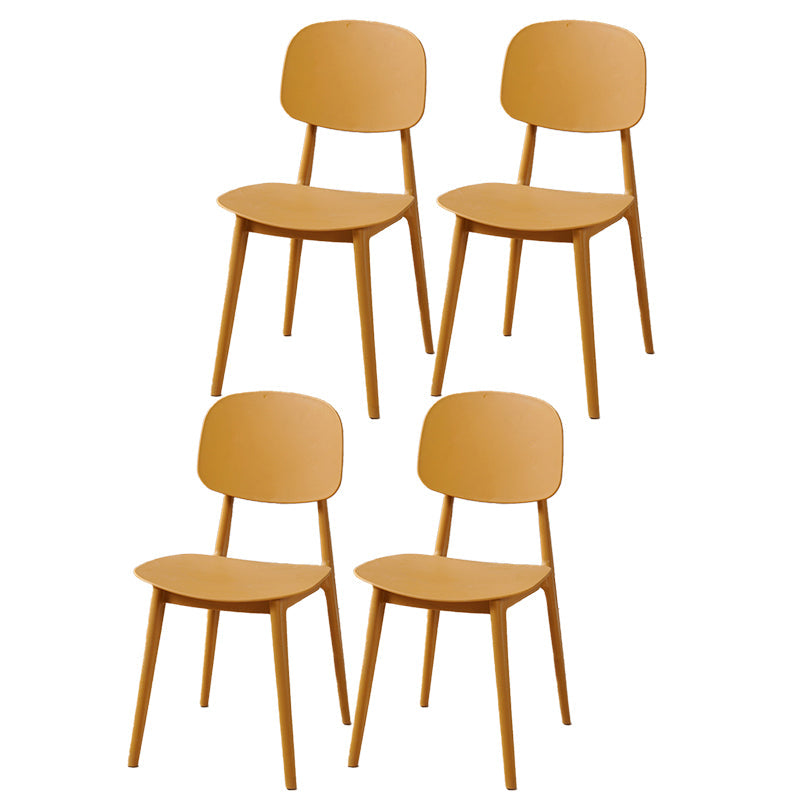 Modern Style Side Chair Plastic Open Back Dining Side Chair for Indoor Yellow 4 Piece Set Clearhalo 'Dining Chairs' 'Dining Tables & Seating' 'dining_chair' 'furn' 'furn_dining_chair' 'Furniture' 'furniture_dining_chair' 'Kitchen & Dining Furniture' 5064748