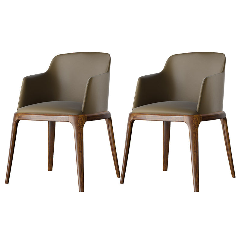 Kitchen Side Chairs Modern Solid Wood Dining Room Chair for Home Khaki With Arms 2 Piece Set Clearhalo 'Dining Chairs' 'Dining Tables & Seating' 'dining_chair' 'furn' 'furn_dining_chair' 'Furniture' 'furniture_dining_chair' 'Kitchen & Dining Furniture' 5064766