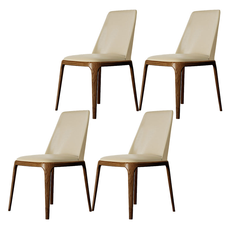 Kitchen Side Chairs Modern Solid Wood Dining Room Chair for Home Beige Armless 4 Piece Set Clearhalo 'Dining Chairs' 'Dining Tables & Seating' 'dining_chair' 'furn' 'furn_dining_chair' 'Furniture' 'furniture_dining_chair' 'Kitchen & Dining Furniture' 5064775