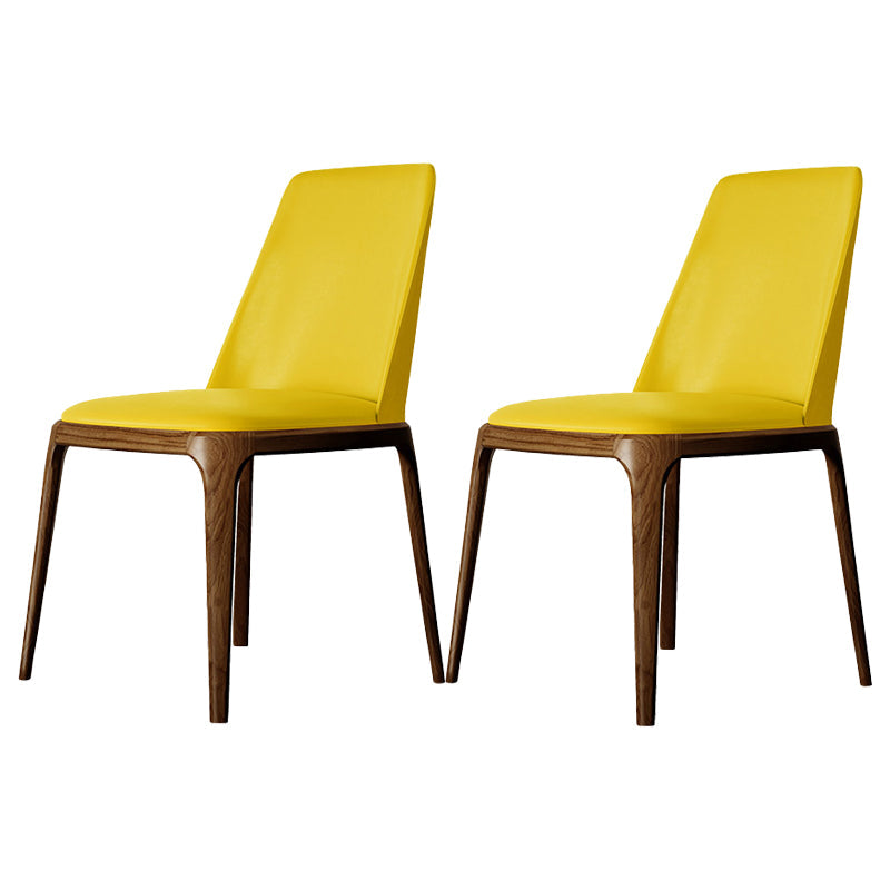Kitchen Side Chairs Modern Solid Wood Dining Room Chair for Home Yellow Armless 2 Piece Set Clearhalo 'Dining Chairs' 'Dining Tables & Seating' 'dining_chair' 'furn' 'furn_dining_chair' 'Furniture' 'furniture_dining_chair' 'Kitchen & Dining Furniture' 5064776
