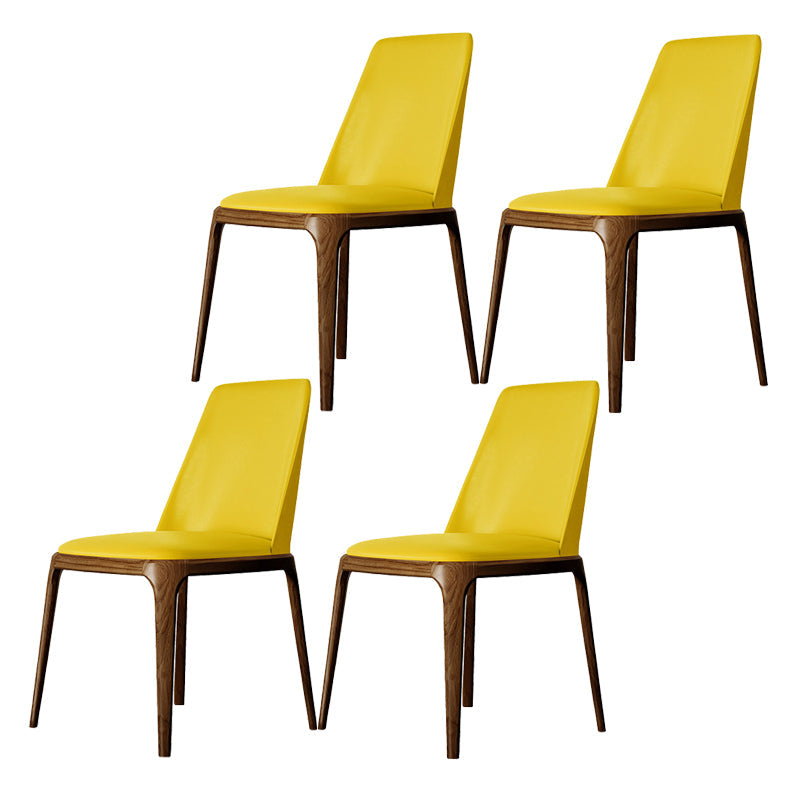 Kitchen Side Chairs Modern Solid Wood Dining Room Chair for Home Yellow Armless 4 Piece Set Clearhalo 'Dining Chairs' 'Dining Tables & Seating' 'dining_chair' 'furn' 'furn_dining_chair' 'Furniture' 'furniture_dining_chair' 'Kitchen & Dining Furniture' 5064777