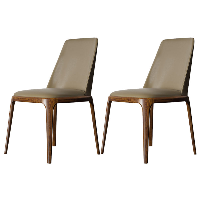 Kitchen Side Chairs Modern Solid Wood Dining Room Chair for Home Khaki Armless 2 Piece Set Clearhalo 'Dining Chairs' 'Dining Tables & Seating' 'dining_chair' 'furn' 'furn_dining_chair' 'Furniture' 'furniture_dining_chair' 'Kitchen & Dining Furniture' 5064778