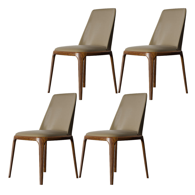 Kitchen Side Chairs Modern Solid Wood Dining Room Chair for Home Khaki Armless 4 Piece Set Clearhalo 'Dining Chairs' 'Dining Tables & Seating' 'dining_chair' 'furn' 'furn_dining_chair' 'Furniture' 'furniture_dining_chair' 'Kitchen & Dining Furniture' 5064779