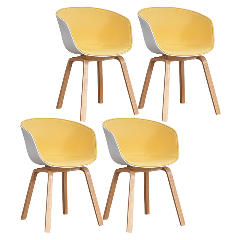 Arm Dining Chairs Modern Style Wooden Side Chairs for Dining Room Yellow 4 Piece Set Clearhalo 'Dining Chairs' 'Dining Tables & Seating' 'dining_chair' 'furn' 'furn_dining_chair' 'Furniture' 'furniture_dining_chair' 'Kitchen & Dining Furniture' 5064797