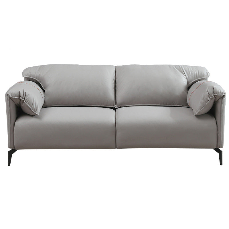 2-3 Seater 29.5"H Faux Leather Pillow Top Arm Sofa for Living Room Light Gray Clearhalo 'furn' 'furn_sofas' 'Furniture' 'furniture_sofas' 'Living Room Furniture' 'Sofa' 'sofas' 5064838