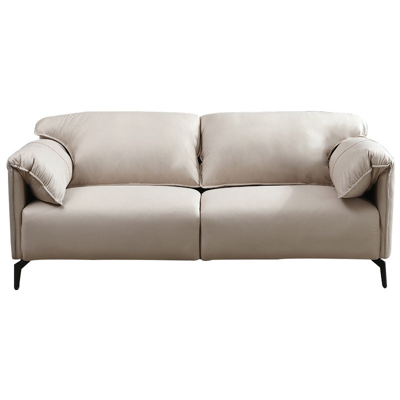 2-3 Seater 29.5"H Faux Leather Pillow Top Arm Sofa for Living Room Beige Clearhalo 'furn' 'furn_sofas' 'Furniture' 'furniture_sofas' 'Living Room Furniture' 'Sofa' 'sofas' 5064839