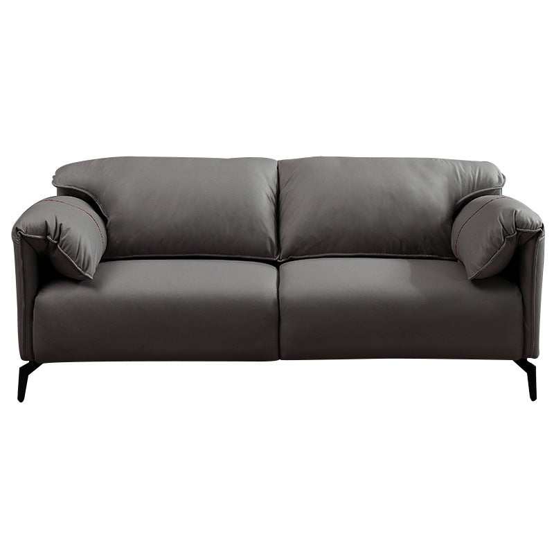 2-3 Seater 29.5"H Faux Leather Pillow Top Arm Sofa for Living Room Dark Gray Clearhalo 'furn' 'furn_sofas' 'Furniture' 'furniture_sofas' 'Living Room Furniture' 'Sofa' 'sofas' 5064841