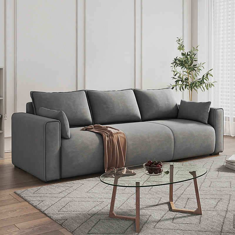 3 Seater 31.4"H Faux Leather Square Arm Sofa for Living Room Clearhalo 'furn' 'furn_sofas' 'Furniture' 'furniture_sofas' 'Living Room Furniture' 'Sofa' 'sofas' 5064846