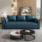 3 Seater 31.4"H Faux Leather Square Arm Sofa for Living Room Blue Faux Leather Clearhalo 'furn' 'furn_sofas' 'Furniture' 'furniture_sofas' 'Living Room Furniture' 'Sofa' 'sofas' 5064855