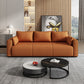 3 Seater 31.4"H Faux Leather Square Arm Sofa for Living Room Orange Suede Clearhalo 'furn' 'furn_sofas' 'Furniture' 'furniture_sofas' 'Living Room Furniture' 'Sofa' 'sofas' 5064861