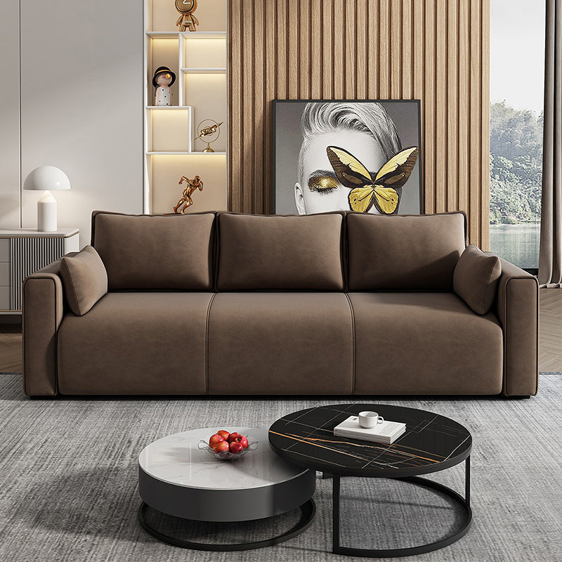3 Seater 31.4"H Faux Leather Square Arm Sofa for Living Room Coffee Suede Clearhalo 'furn' 'furn_sofas' 'Furniture' 'furniture_sofas' 'Living Room Furniture' 'Sofa' 'sofas' 5064862