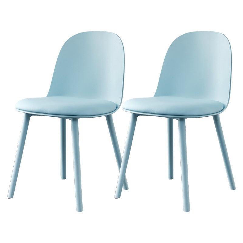 Modern Style Side Chair Plastic Upholstered Dining Side Chair for Indoor Ocean Blue Faux Leather 2 Piece Set Clearhalo 'Dining Chairs' 'Dining Tables & Seating' 'dining_chair' 'furn' 'furn_dining_chair' 'Furniture' 'furniture_dining_chair' 'Kitchen & Dining Furniture' 5066707