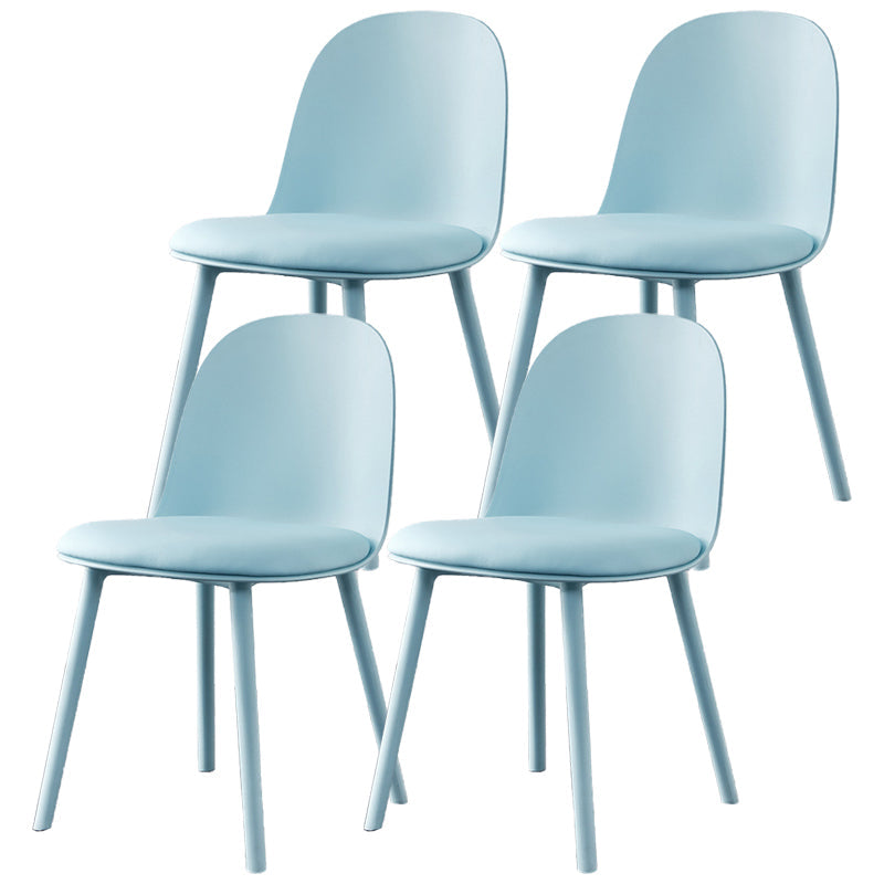 Modern Style Side Chair Plastic Upholstered Dining Side Chair for Indoor Ocean Blue Faux Leather 4 Piece Set Clearhalo 'Dining Chairs' 'Dining Tables & Seating' 'dining_chair' 'furn' 'furn_dining_chair' 'Furniture' 'furniture_dining_chair' 'Kitchen & Dining Furniture' 5066709