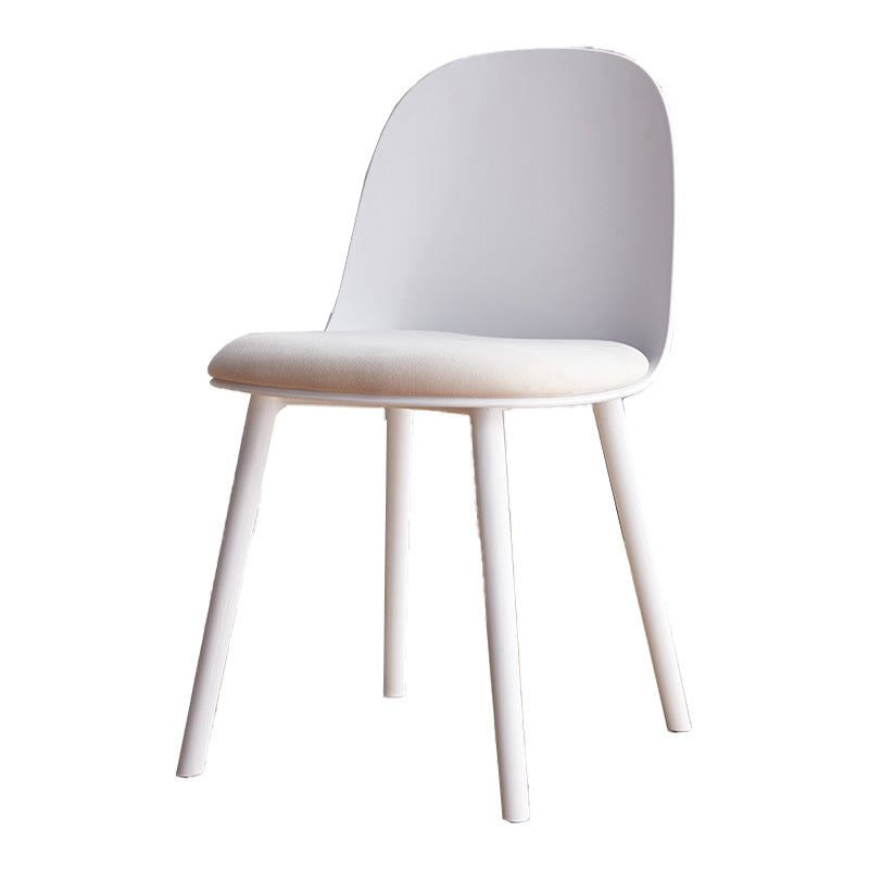 Modern Style Side Chair Plastic Upholstered Dining Side Chair for Indoor White Velvet 1 Piece Clearhalo 'Dining Chairs' 'Dining Tables & Seating' 'dining_chair' 'furn' 'furn_dining_chair' 'Furniture' 'furniture_dining_chair' 'Kitchen & Dining Furniture' 5066710
