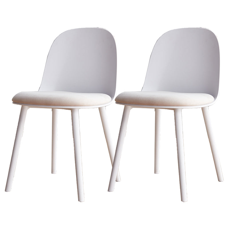 Modern Style Side Chair Plastic Upholstered Dining Side Chair for Indoor White Velvet 2 Piece Set Clearhalo 'Dining Chairs' 'Dining Tables & Seating' 'dining_chair' 'furn' 'furn_dining_chair' 'Furniture' 'furniture_dining_chair' 'Kitchen & Dining Furniture' 5066712