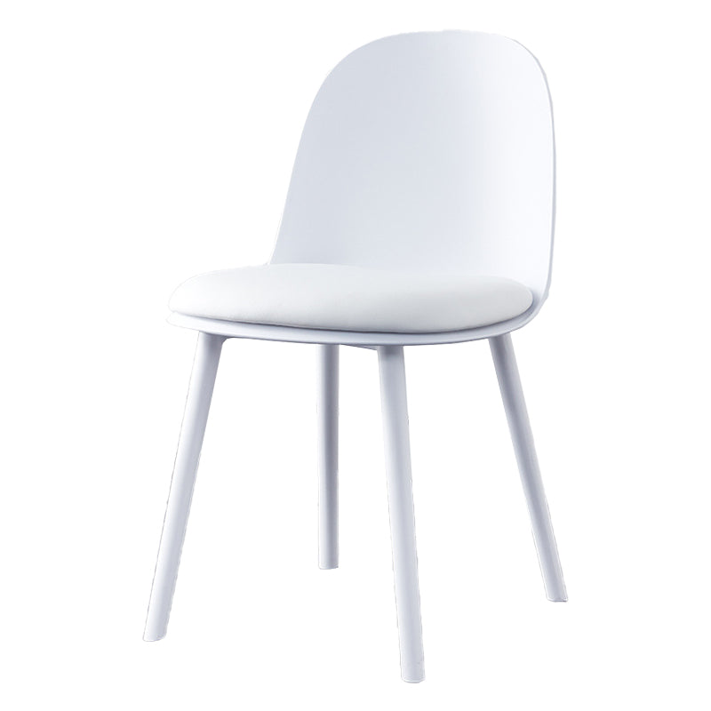 Modern Style Side Chair Plastic Upholstered Dining Side Chair for Indoor White Faux Leather 1 Piece Clearhalo 'Dining Chairs' 'Dining Tables & Seating' 'dining_chair' 'furn' 'furn_dining_chair' 'Furniture' 'furniture_dining_chair' 'Kitchen & Dining Furniture' 5066716