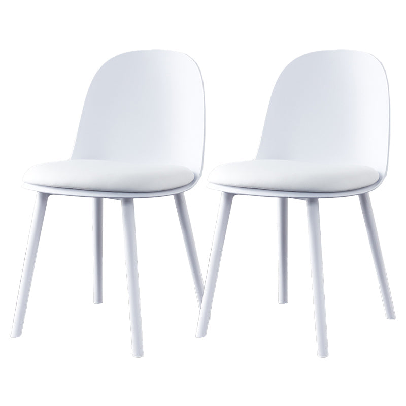 Modern Style Side Chair Plastic Upholstered Dining Side Chair for Indoor White Faux Leather 2 Piece Set Clearhalo 'Dining Chairs' 'Dining Tables & Seating' 'dining_chair' 'furn' 'furn_dining_chair' 'Furniture' 'furniture_dining_chair' 'Kitchen & Dining Furniture' 5066719