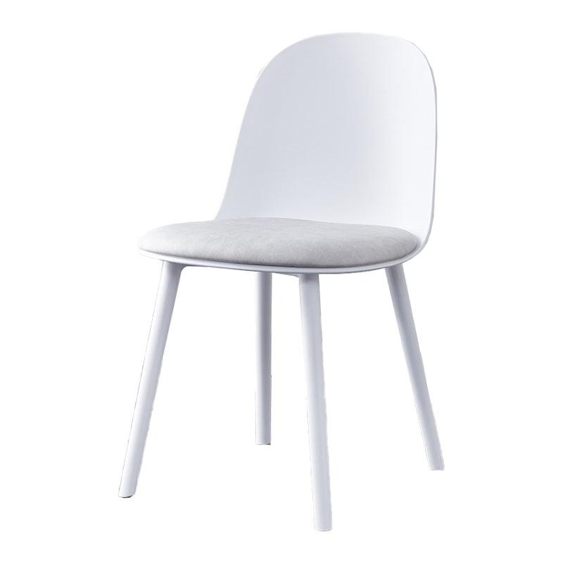Modern Style Side Chair Plastic Upholstered Dining Side Chair for Indoor White Fabric 1 Piece Clearhalo 'Dining Chairs' 'Dining Tables & Seating' 'dining_chair' 'furn' 'furn_dining_chair' 'Furniture' 'furniture_dining_chair' 'Kitchen & Dining Furniture' 5066723