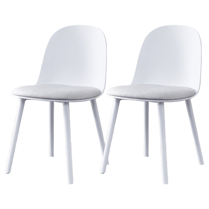 Modern Style Side Chair Plastic Upholstered Dining Side Chair for Indoor White Fabric 2 Piece Set Clearhalo 'Dining Chairs' 'Dining Tables & Seating' 'dining_chair' 'furn' 'furn_dining_chair' 'Furniture' 'furniture_dining_chair' 'Kitchen & Dining Furniture' 5066724