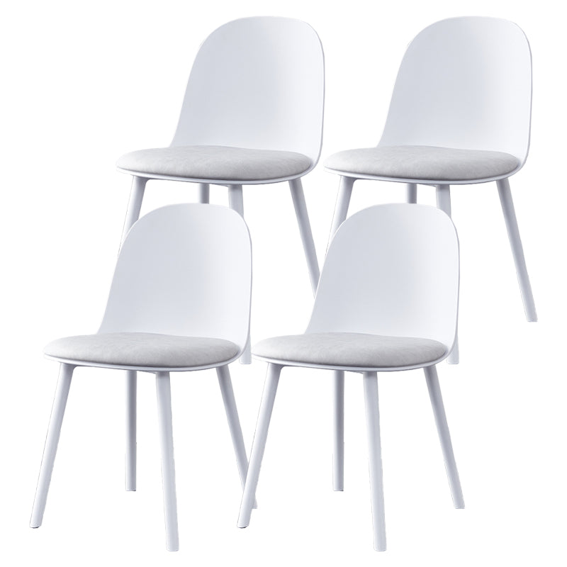 Modern Style Side Chair Plastic Upholstered Dining Side Chair for Indoor White Fabric 4 Piece Set Clearhalo 'Dining Chairs' 'Dining Tables & Seating' 'dining_chair' 'furn' 'furn_dining_chair' 'Furniture' 'furniture_dining_chair' 'Kitchen & Dining Furniture' 5066725