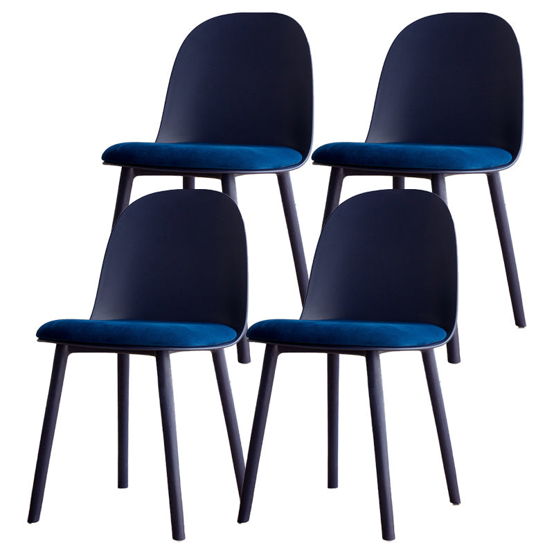Modern Style Side Chair Plastic Upholstered Dining Side Chair for Indoor Blue 4 Piece Set Clearhalo 'Dining Chairs' 'Dining Tables & Seating' 'dining_chair' 'furn' 'furn_dining_chair' 'Furniture' 'furniture_dining_chair' 'Kitchen & Dining Furniture' 5066728