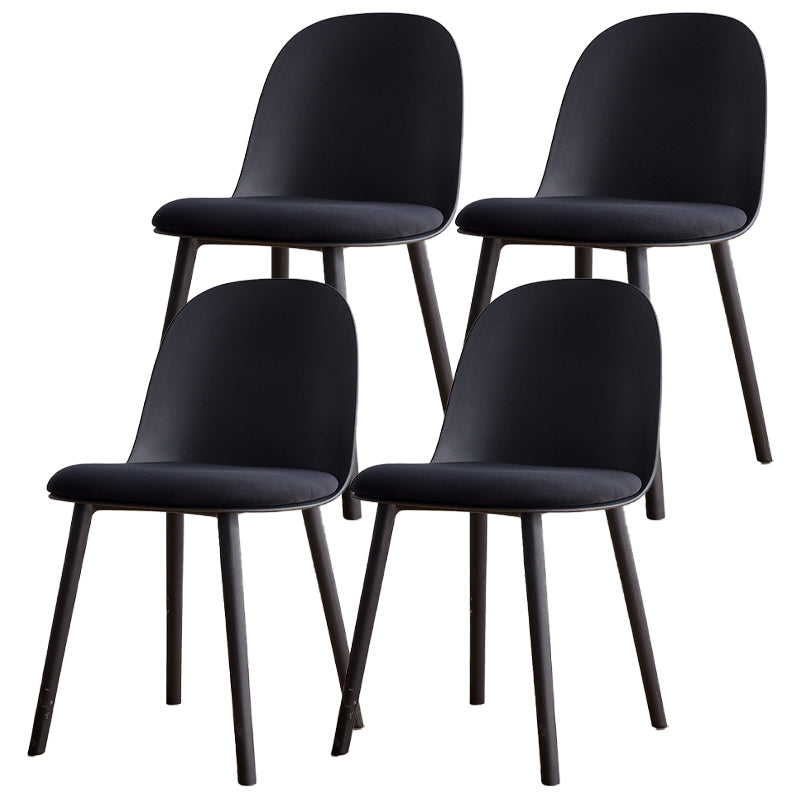 Modern Style Side Chair Plastic Upholstered Dining Side Chair for Indoor Black 4 Piece Set Clearhalo 'Dining Chairs' 'Dining Tables & Seating' 'dining_chair' 'furn' 'furn_dining_chair' 'Furniture' 'furniture_dining_chair' 'Kitchen & Dining Furniture' 5066731