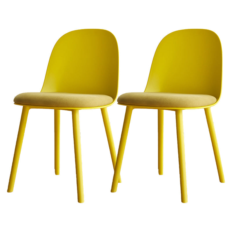 Modern Style Side Chair Plastic Upholstered Dining Side Chair for Indoor Yellow 2 Piece Set Clearhalo 'Dining Chairs' 'Dining Tables & Seating' 'dining_chair' 'furn' 'furn_dining_chair' 'Furniture' 'furniture_dining_chair' 'Kitchen & Dining Furniture' 5066736