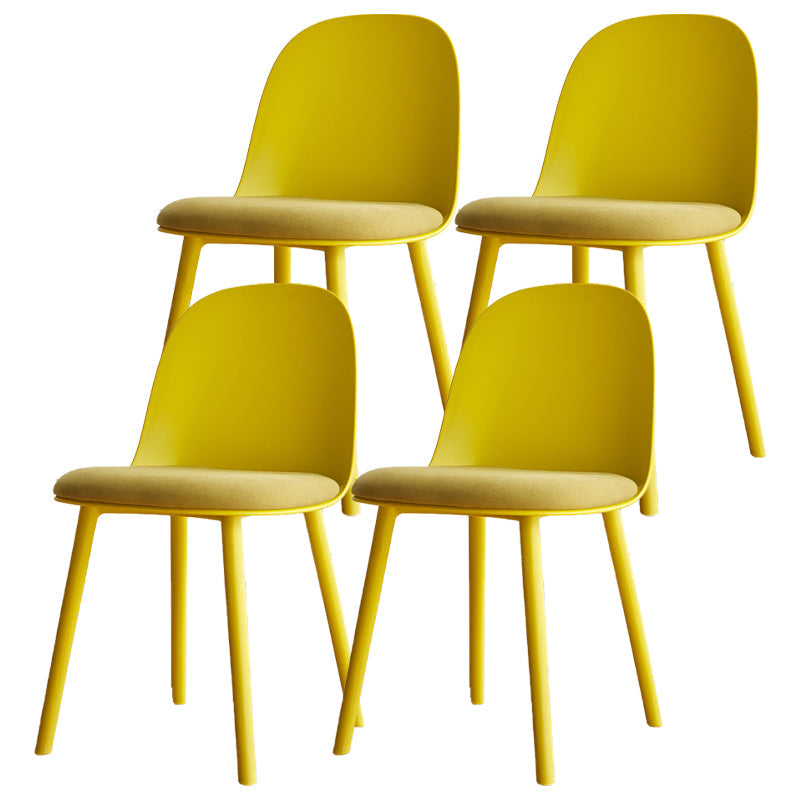 Modern Style Side Chair Plastic Upholstered Dining Side Chair for Indoor Yellow 4 Piece Set Clearhalo 'Dining Chairs' 'Dining Tables & Seating' 'dining_chair' 'furn' 'furn_dining_chair' 'Furniture' 'furniture_dining_chair' 'Kitchen & Dining Furniture' 5066737