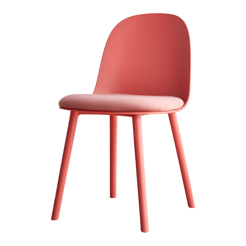 Modern Style Side Chair Plastic Upholstered Dining Side Chair for Indoor Pink 1 Piece Clearhalo 'Dining Chairs' 'Dining Tables & Seating' 'dining_chair' 'furn' 'furn_dining_chair' 'Furniture' 'furniture_dining_chair' 'Kitchen & Dining Furniture' 5066738
