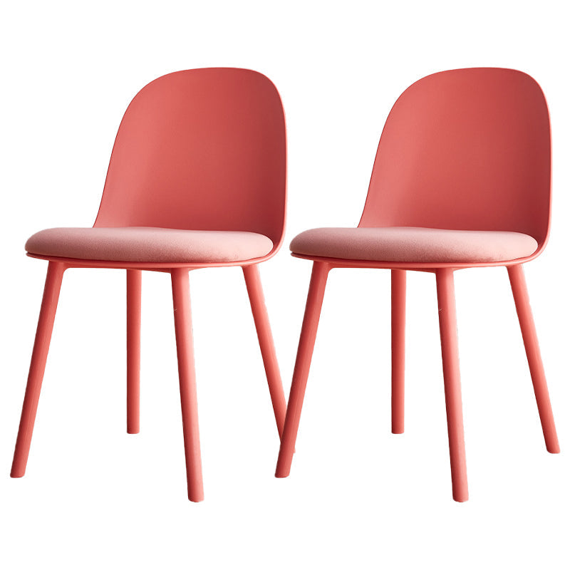 Modern Style Side Chair Plastic Upholstered Dining Side Chair for Indoor Pink 2 Piece Set Clearhalo 'Dining Chairs' 'Dining Tables & Seating' 'dining_chair' 'furn' 'furn_dining_chair' 'Furniture' 'furniture_dining_chair' 'Kitchen & Dining Furniture' 5066739