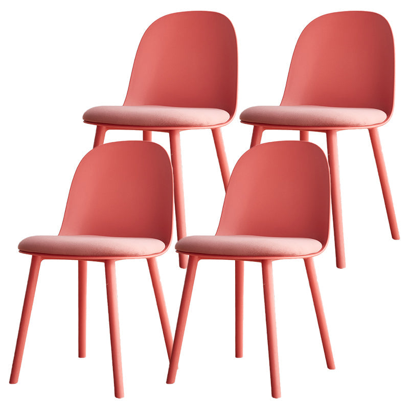 Modern Style Side Chair Plastic Upholstered Dining Side Chair for Indoor Pink 4 Piece Set Clearhalo 'Dining Chairs' 'Dining Tables & Seating' 'dining_chair' 'furn' 'furn_dining_chair' 'Furniture' 'furniture_dining_chair' 'Kitchen & Dining Furniture' 5066740