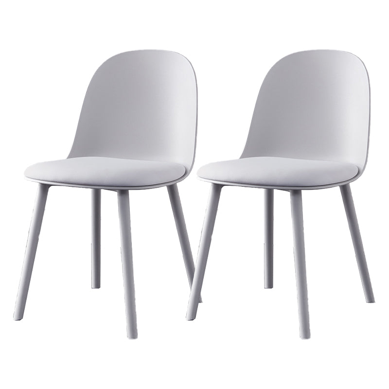 Modern Style Side Chair Plastic Upholstered Dining Side Chair for Indoor Grey Faux Leather 2 Piece Set Clearhalo 'Dining Chairs' 'Dining Tables & Seating' 'dining_chair' 'furn' 'furn_dining_chair' 'Furniture' 'furniture_dining_chair' 'Kitchen & Dining Furniture' 5066745