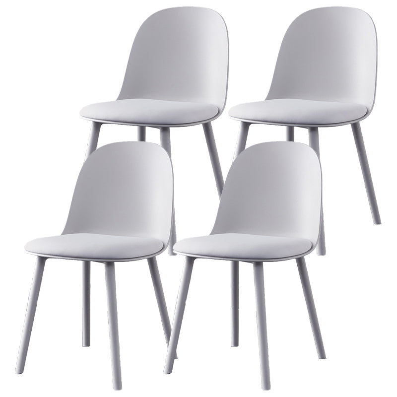Modern Style Side Chair Plastic Upholstered Dining Side Chair for Indoor Grey Faux Leather 4 Piece Set Clearhalo 'Dining Chairs' 'Dining Tables & Seating' 'dining_chair' 'furn' 'furn_dining_chair' 'Furniture' 'furniture_dining_chair' 'Kitchen & Dining Furniture' 5066746