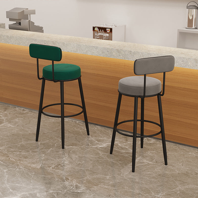 Modern Armless Backrest Counter Stool Iron Dining Room Bar Stool with Cushion and Pedal Clearhalo 'Bar Furniture' 'Bar Stools' 'bar_stools' 'furn' 'furn_bar_stools' 'Furniture' 'furniture_bar_stools' 'Kitchen & Dining Furniture' 5066776