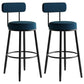 Modern Armless Backrest Counter Stool Iron Dining Room Bar Stool with Cushion and Pedal Blue 2 Piece Set Clearhalo 'Bar Furniture' 'Bar Stools' 'bar_stools' 'furn' 'furn_bar_stools' 'Furniture' 'furniture_bar_stools' 'Kitchen & Dining Furniture' 5066777