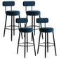 Modern Armless Backrest Counter Stool Iron Dining Room Bar Stool with Cushion and Pedal Blue 4 Piece Set Clearhalo 'Bar Furniture' 'Bar Stools' 'bar_stools' 'furn' 'furn_bar_stools' 'Furniture' 'furniture_bar_stools' 'Kitchen & Dining Furniture' 5066778