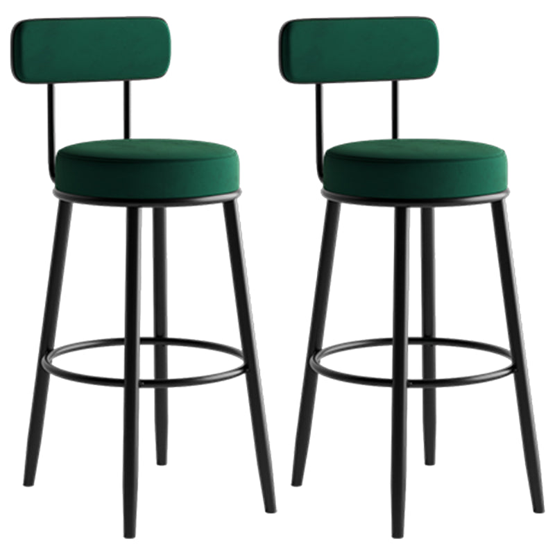Modern Armless Backrest Counter Stool Iron Dining Room Bar Stool with Cushion and Pedal Blackish Green 2 Piece Set Clearhalo 'Bar Furniture' 'Bar Stools' 'bar_stools' 'furn' 'furn_bar_stools' 'Furniture' 'furniture_bar_stools' 'Kitchen & Dining Furniture' 5066784