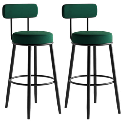 Modern Armless Backrest Counter Stool Iron Dining Room Bar Stool with Cushion and Pedal Blackish Green 2 Piece Set Clearhalo 'Bar Furniture' 'Bar Stools' 'bar_stools' 'furn' 'furn_bar_stools' 'Furniture' 'furniture_bar_stools' 'Kitchen & Dining Furniture' 5066784