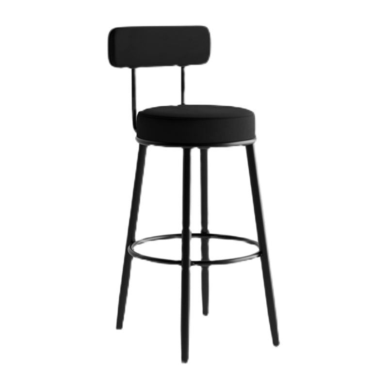 Modern Armless Backrest Counter Stool Iron Dining Room Bar Stool with Cushion and Pedal Clearhalo 'Bar Furniture' 'Bar Stools' 'bar_stools' 'furn' 'furn_bar_stools' 'Furniture' 'furniture_bar_stools' 'Kitchen & Dining Furniture' 5066785