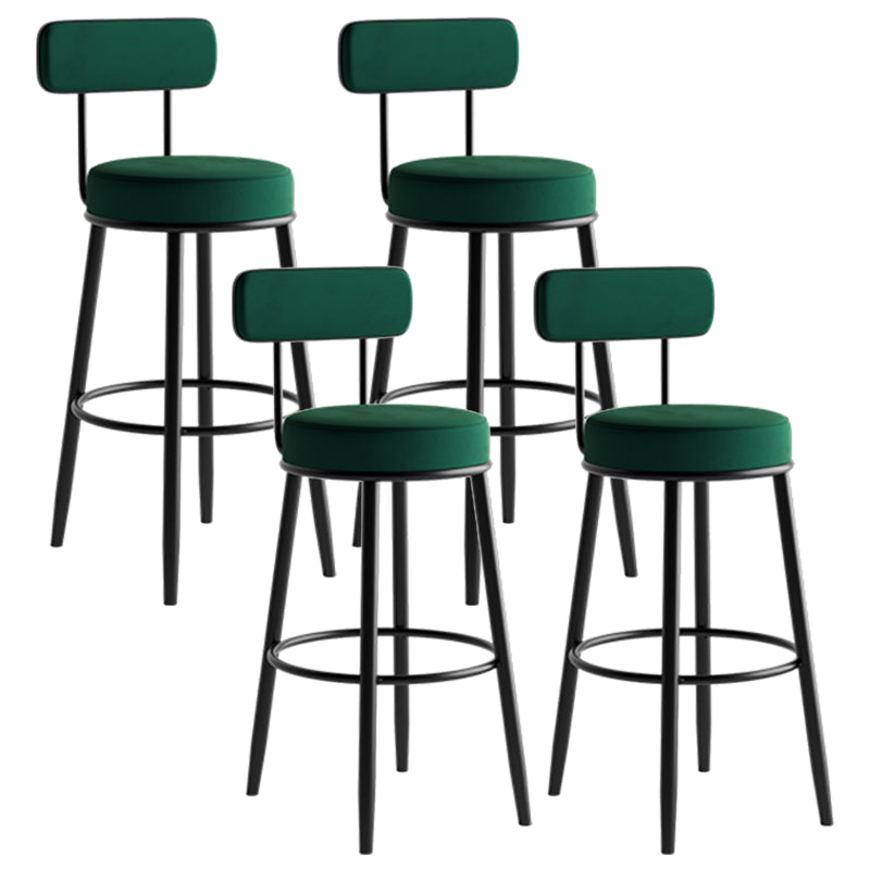 Modern Armless Backrest Counter Stool Iron Dining Room Bar Stool with Cushion and Pedal Blackish Green 4 Piece Set Clearhalo 'Bar Furniture' 'Bar Stools' 'bar_stools' 'furn' 'furn_bar_stools' 'Furniture' 'furniture_bar_stools' 'Kitchen & Dining Furniture' 5066787