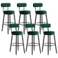 Modern Armless Backrest Counter Stool Iron Dining Room Bar Stool with Cushion and Pedal Blackish Green 6 Piece Set Clearhalo 'Bar Furniture' 'Bar Stools' 'bar_stools' 'furn' 'furn_bar_stools' 'Furniture' 'furniture_bar_stools' 'Kitchen & Dining Furniture' 5066789