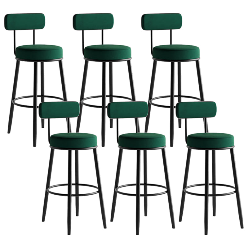 Modern Armless Backrest Counter Stool Iron Dining Room Bar Stool with Cushion and Pedal Blackish Green 6 Piece Set Clearhalo 'Bar Furniture' 'Bar Stools' 'bar_stools' 'furn' 'furn_bar_stools' 'Furniture' 'furniture_bar_stools' 'Kitchen & Dining Furniture' 5066789