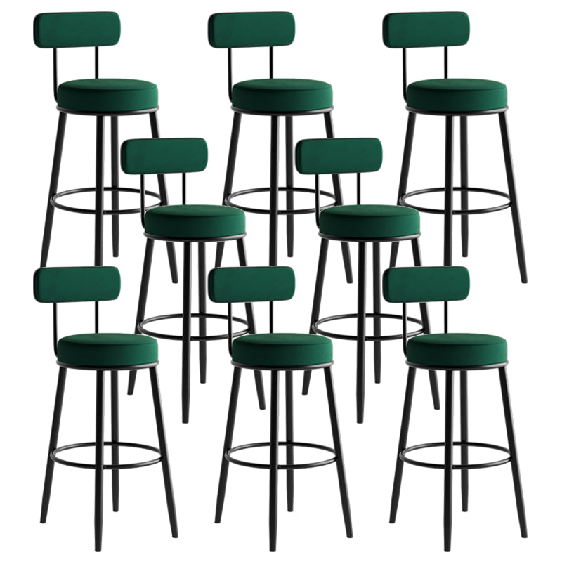 Modern Armless Backrest Counter Stool Iron Dining Room Bar Stool with Cushion and Pedal Blackish Green 8 Piece Set Clearhalo 'Bar Furniture' 'Bar Stools' 'bar_stools' 'furn' 'furn_bar_stools' 'Furniture' 'furniture_bar_stools' 'Kitchen & Dining Furniture' 5066790