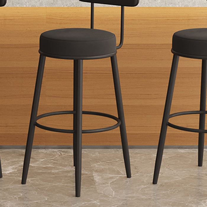 Modern Armless Backrest Counter Stool Iron Dining Room Bar Stool with Cushion and Pedal Clearhalo 'Bar Furniture' 'Bar Stools' 'bar_stools' 'furn' 'furn_bar_stools' 'Furniture' 'furniture_bar_stools' 'Kitchen & Dining Furniture' 5066791